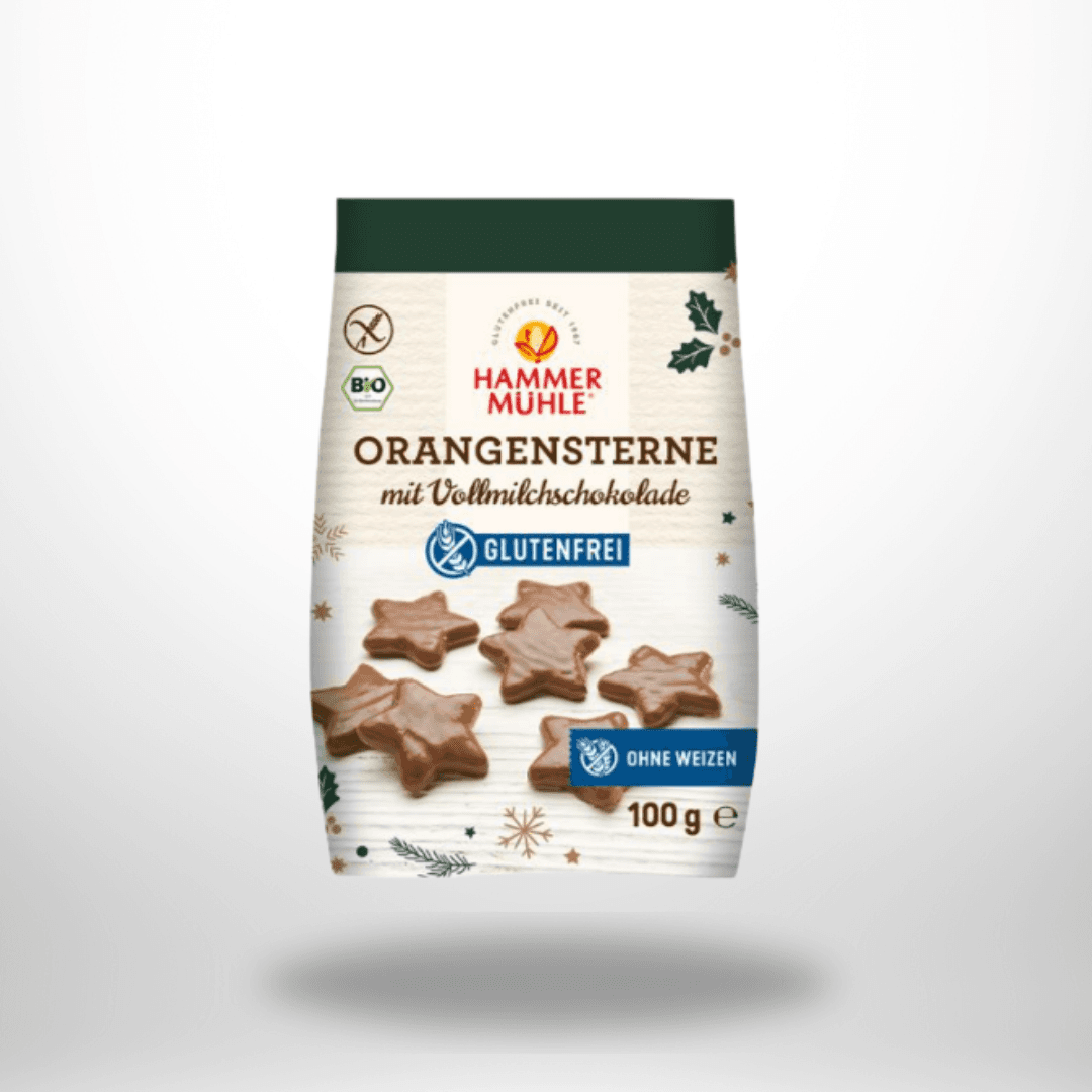 Hammermühle Orangensterne mit Vollmilchschokolade Bio 100g