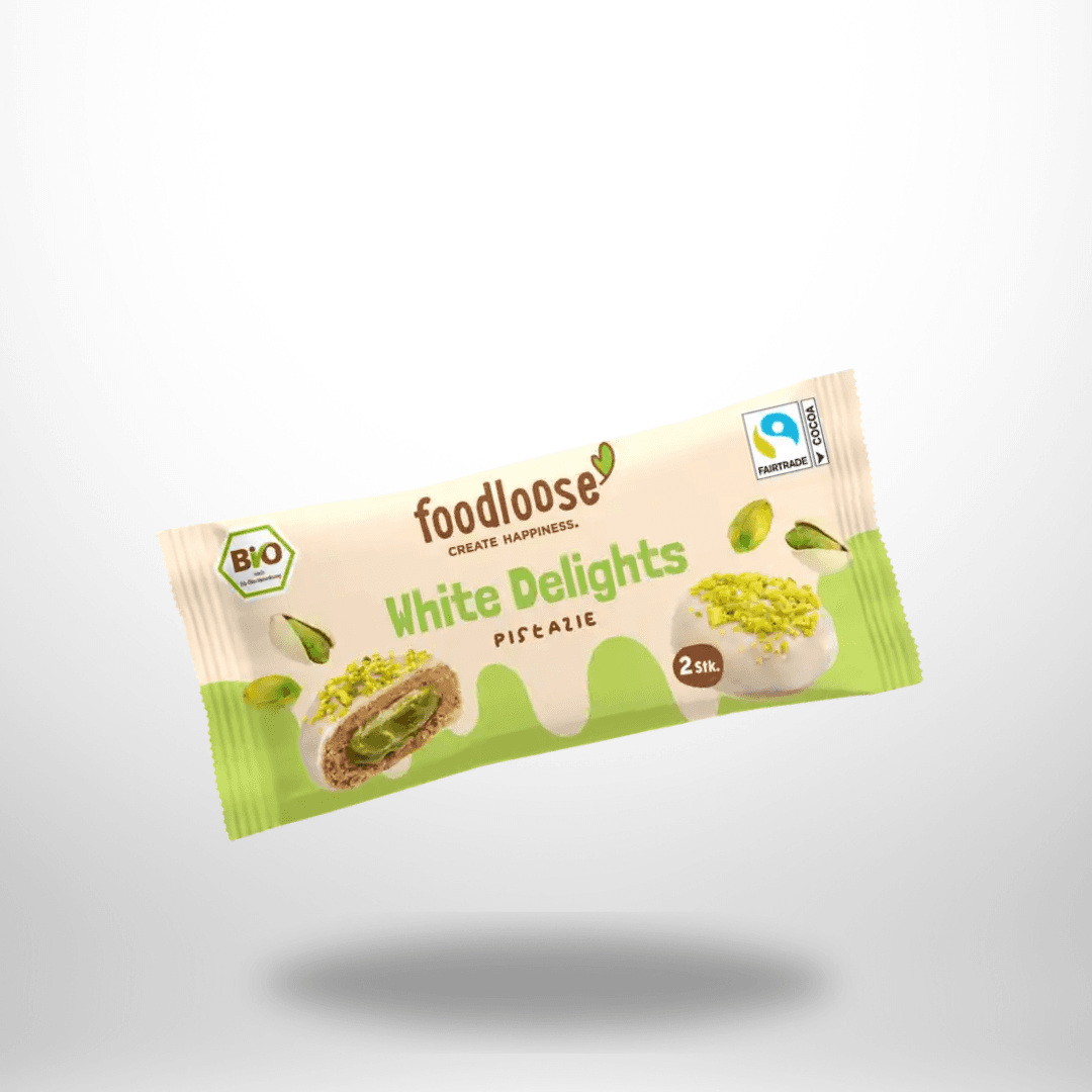 foodloose White Delights Pistazie | Veganer Bio-Snack mit Pistazien 40g
