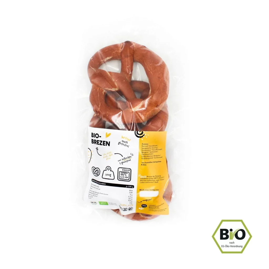 Echt Jetzt Bio Brezen – 4 Stück glutenfreie Brezen, goldbraun gebacken mit Brezellauge