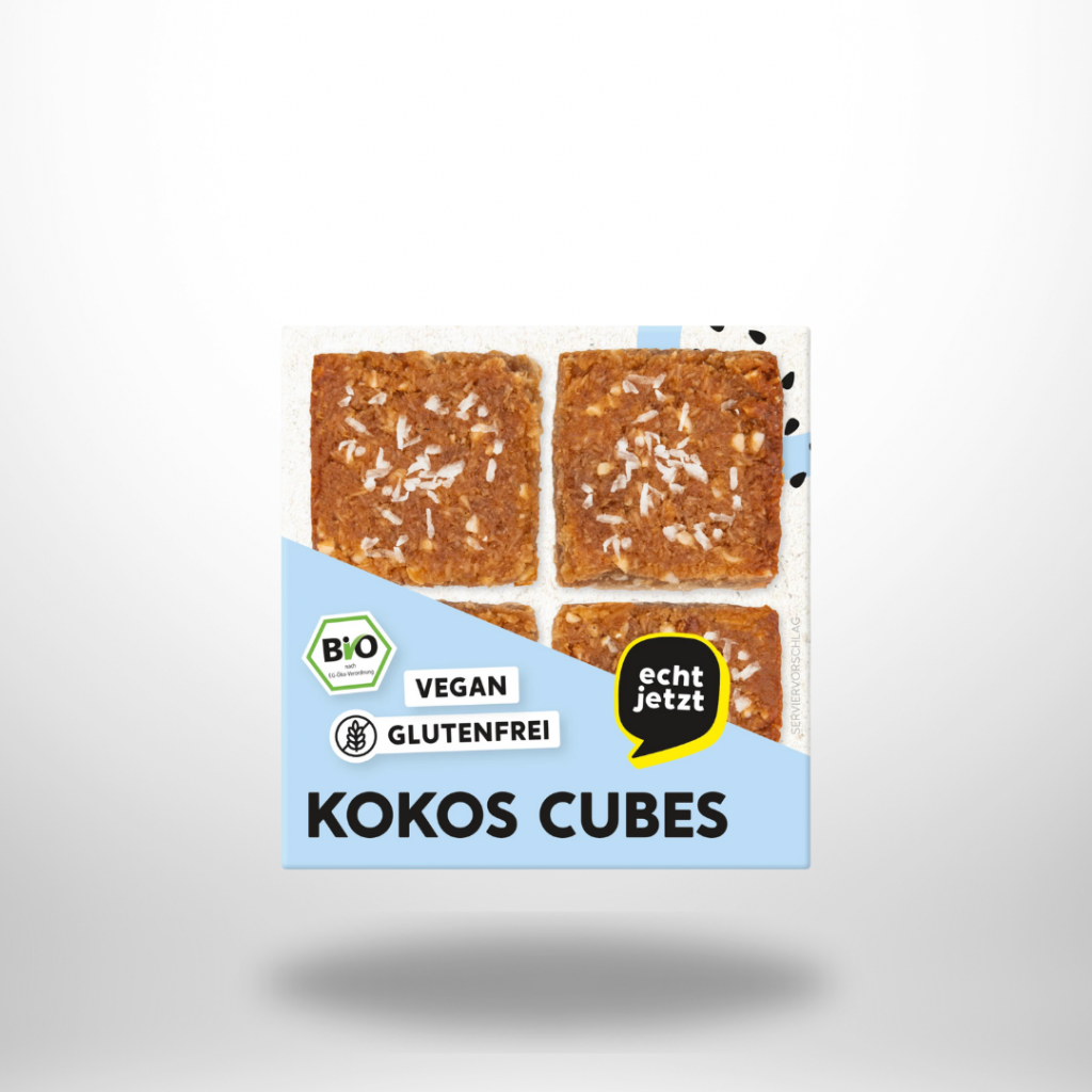 Echt Jetzt Bio Kokosecken – glutenfreies Bio-Gebäck mit Kokosraspeln, Mandeln & Aprikosenkonfitüre
