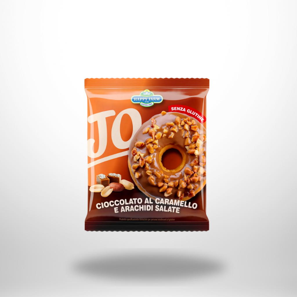 Happy Farm Jo al Caramello – glutenfreier Kuchen mit Karamellschokolade & Erdnüssen, 45 g