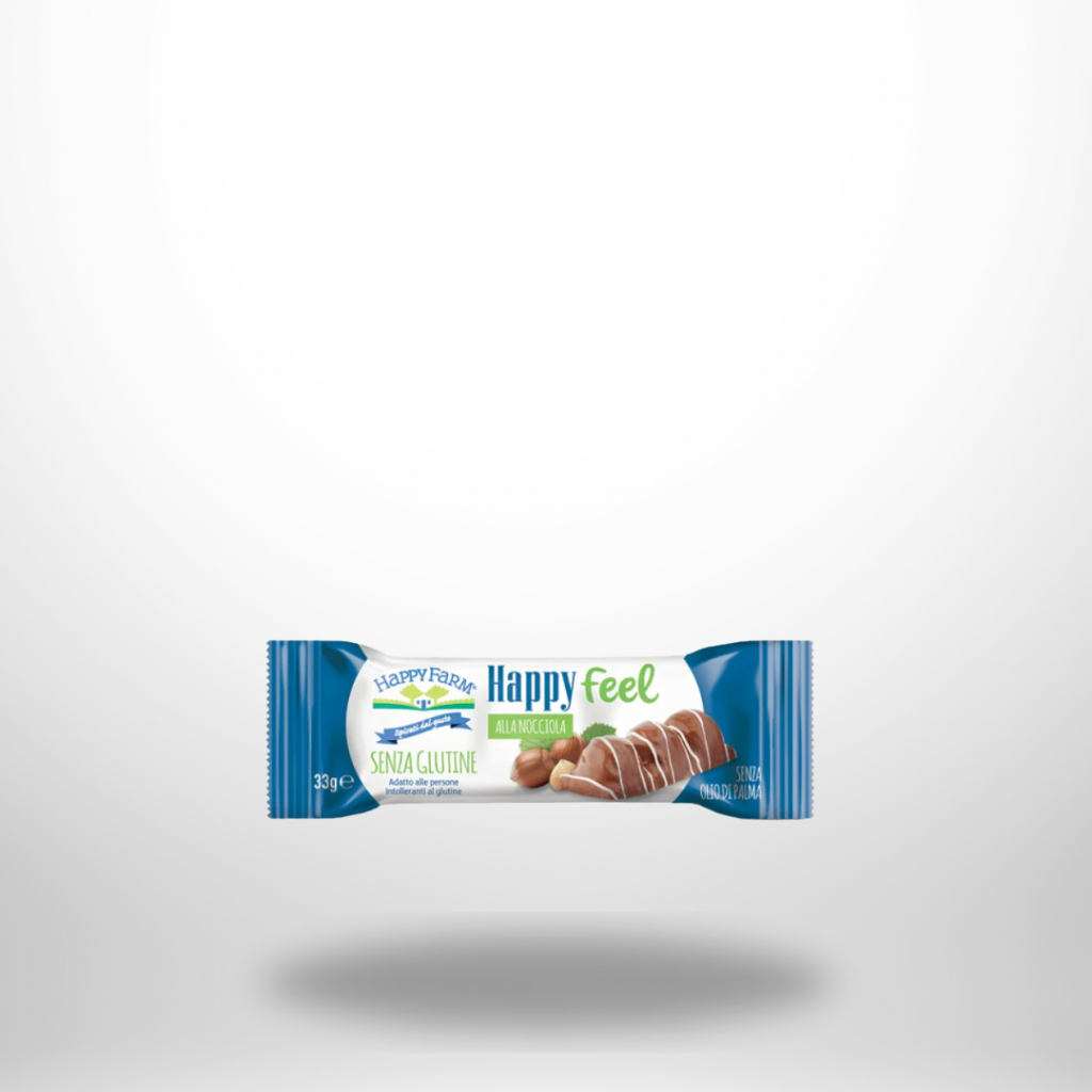 Happy Farm Happy Feel Haselnuss – glutenfreier Waffelriegel mit Haselnusscreme, 30 g