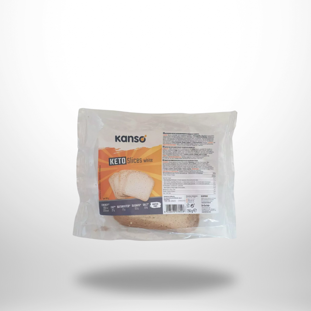 Kanso Ketoslices White – glutenfreies Low-Carb-Brot, 210 g, ketogen und proteinreich.