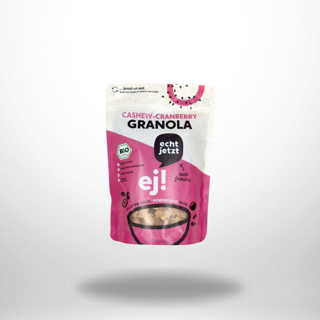 Echt Jetzt Cashew Cranberry Bio Granola – glutenfreies Bio-Granola mit Cashewkernen & Cranberries