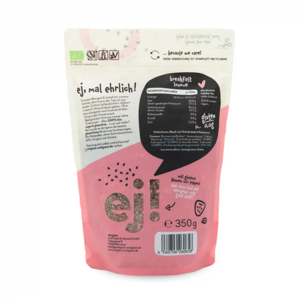 Echt Jetzt Schoko-Himbeer Bio Granola – glutenfreies Granola mit Zartbitterschokolade & Himbeeren