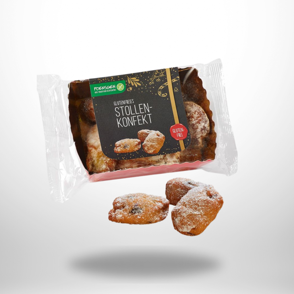 Glutenfreies Stollenkonfekt von Poensgen in 150 g-Packung