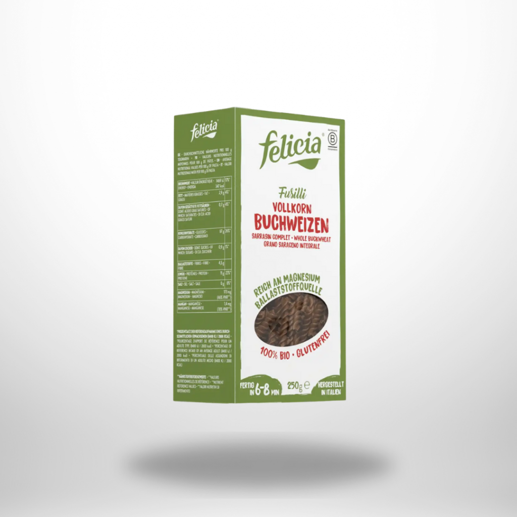 Felicia Bio Buchweizen Vollkorn Fusilli – glutenfreie Pasta aus 100 % Buchweizen
