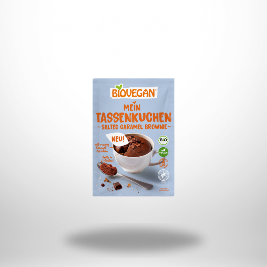 BIOVEGAN Mein Tassenkuchen Salted Caramel Brownie – 55 g Bio-Backmischung