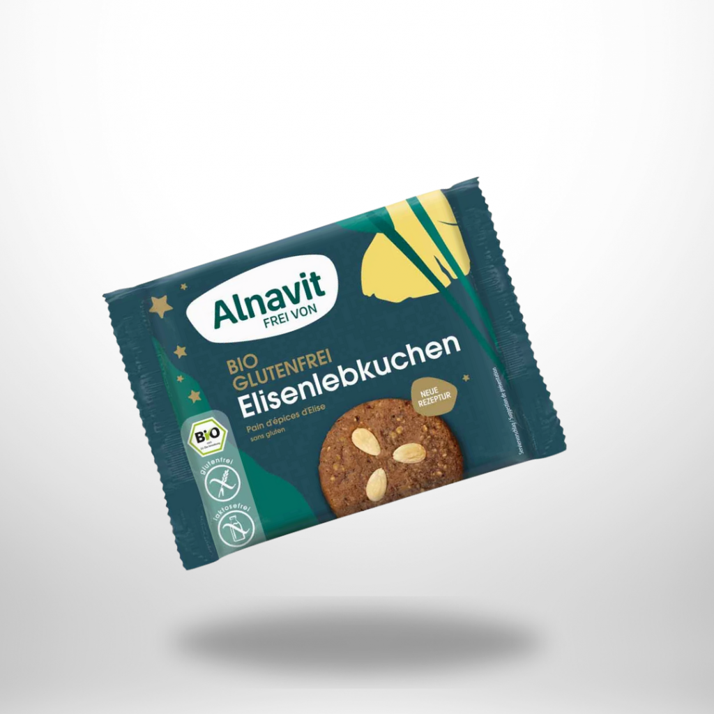 Alnavit Bio Elisenlebkuchen – glutenfreier Weihnachtsklassiker mit Mandeln, Orangeat & Zitronat, 75 g
