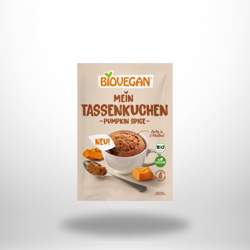 BIOVEGAN Mein Tassenkuchen Pumpkin Spice – vegane, glutenfreie Backmischung für Mug-Cake mit Kürbis & Gewürzen, 55 g