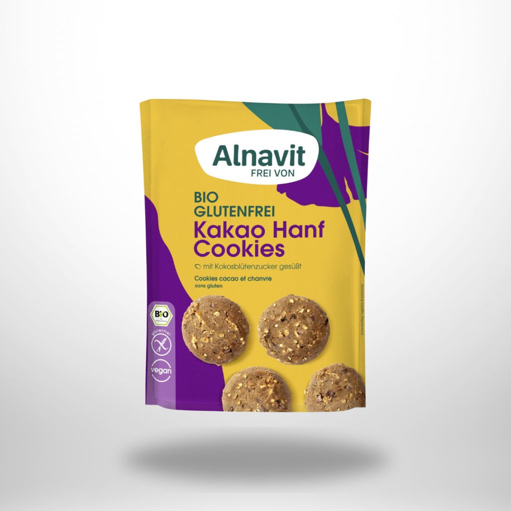Alnavit Bio Kakao Hanf Cookies – glutenfreie vegane Bio-Cookies mit Kakao